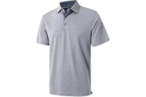 VEBOON Men's Polo Shirts Long and Short Sleeve Cotton Blend Heather Moisture Wicking Casual Collared Shirts