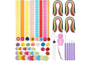 Woohome 1040 Strips Paper Quilling Strips 110 Strips Flower Design Set Quilling Flowers Paper with Quilling Tools Handmade Flower Design Paper Art Quilling for Crafts, Home Decoration