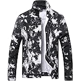 RANMCC Jean Jacket for Men Slim Fit Ripped Denim Jacket Coat