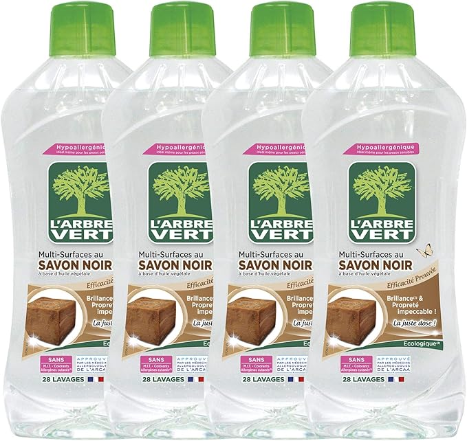 L'arbre vert Nettoyant MultiSurface Savon Noir 1 L Lot de 4 Amazon