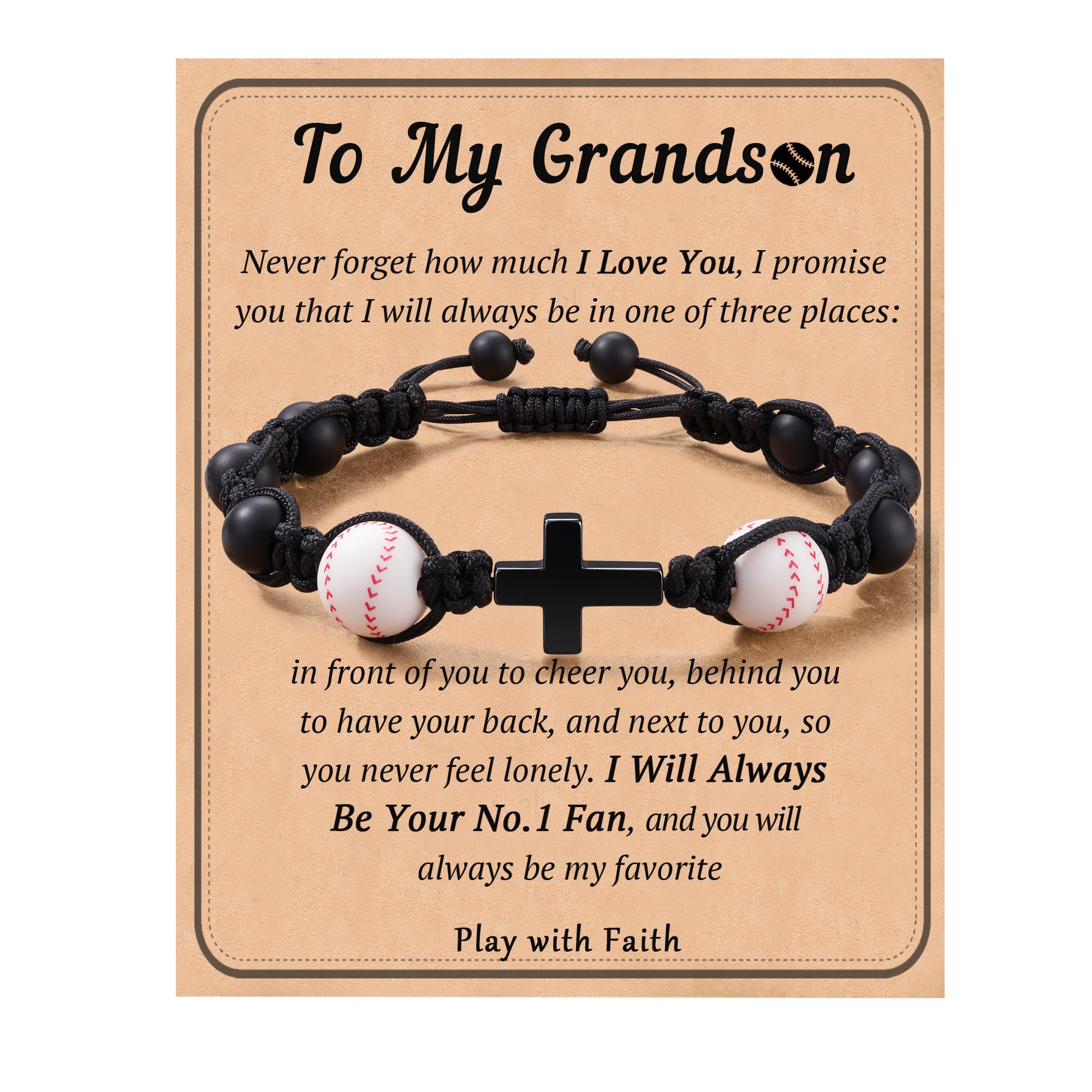 HGDEER Grandson Bracelet from grandma, Baseball