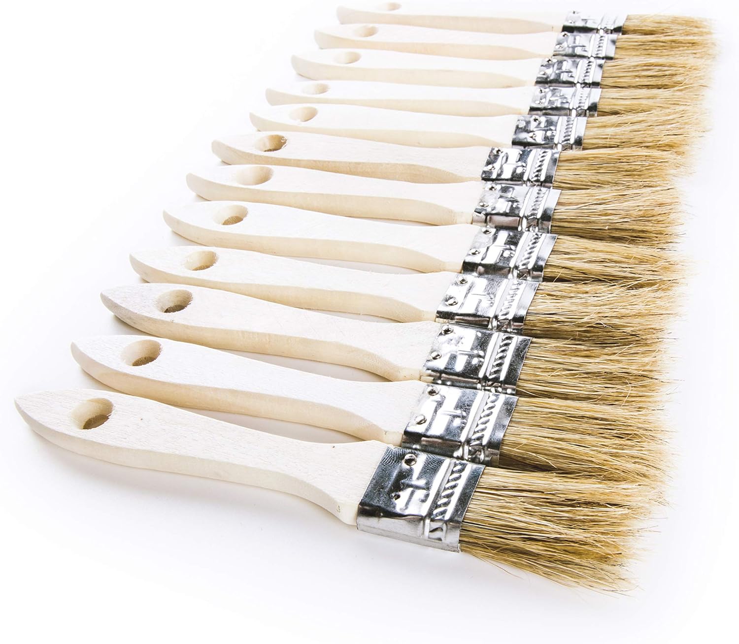 12 Pack of 1 inch Art Supply Chip Paint Brushes with Wood Handles and Paint for Paint, Stains, Glues, Varnishes: Kitchen & Dining