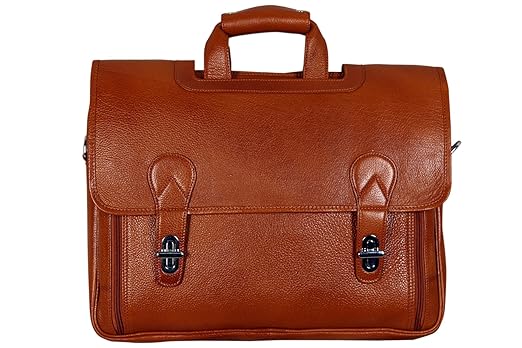 HYATT 16 Inch Leather Laptop Briefcase (TAN)