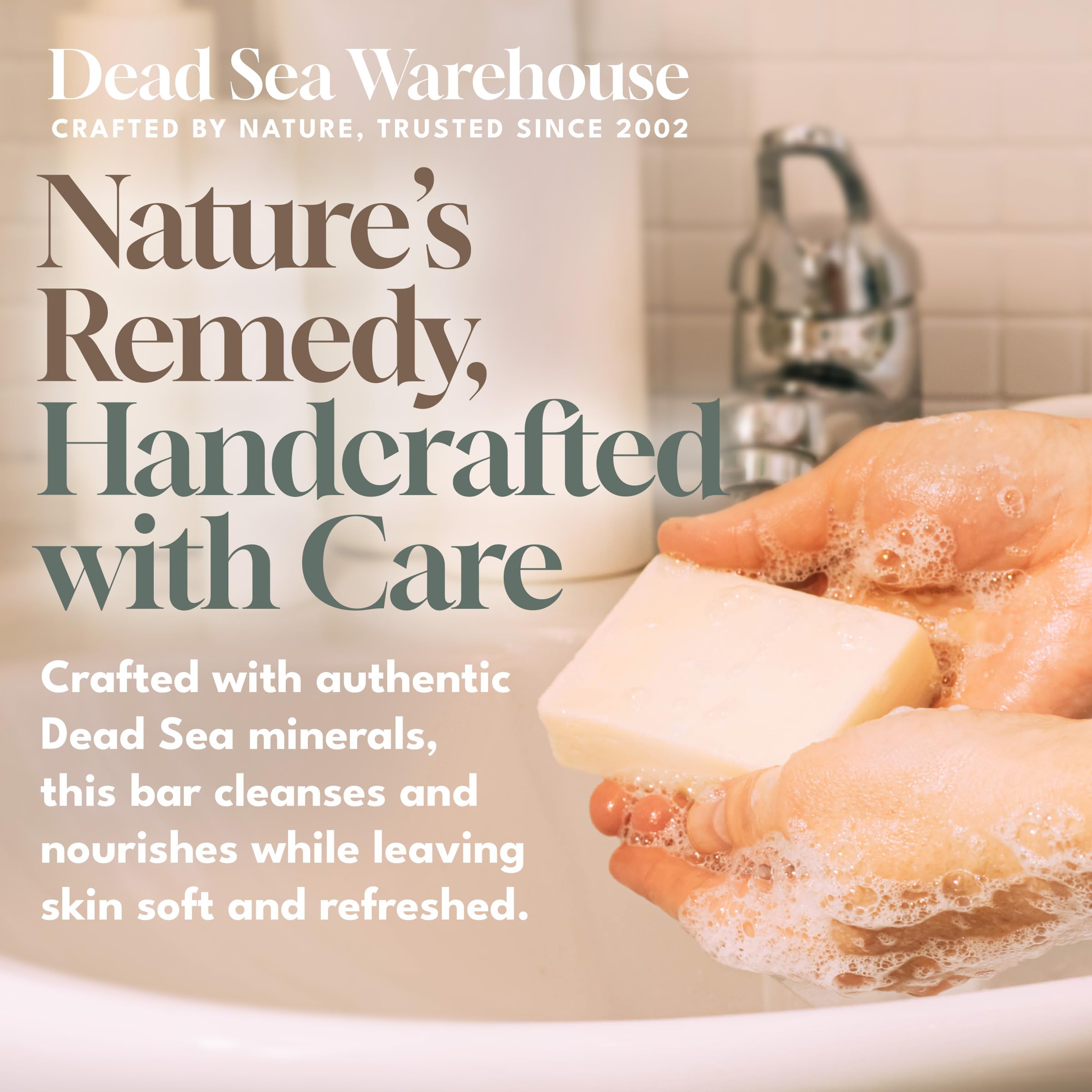 Dead Sea Warehouse - Dead Sea Salt Soap Bar - Original Face & Body Bar - Hydrating Mineral Soap for All Skin Types, Fragrance-Free - 3.5 oz