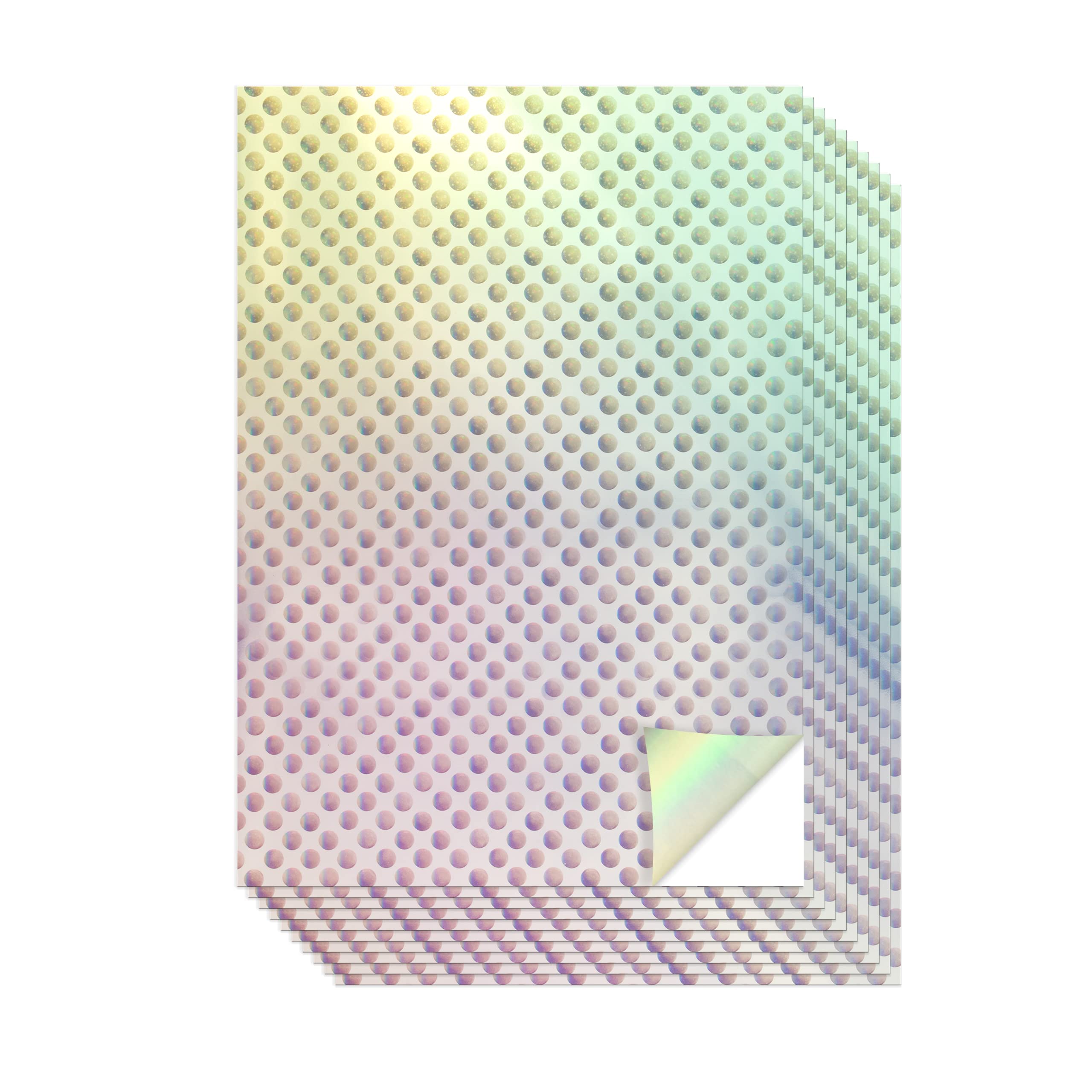 Evergreen Goods A4 Holographic Silver Printable Vinyl - Inkjet & Laser Compatible, Waterproof, Glossy, Perfect for Cricut & Silhouette Cutters, Stunning Designs, 10 Sheets (Water Droplets Pattern)