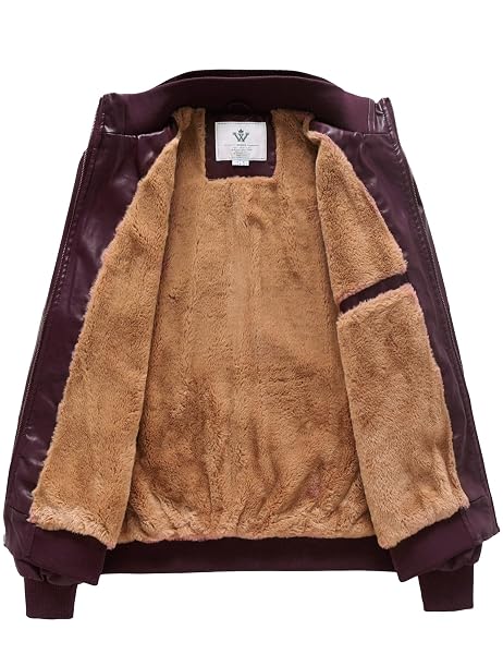 WENVEN MEN’S FAUX FUR JACKET WINTER WARM COATS OUTWEAR WINE RED 2XL