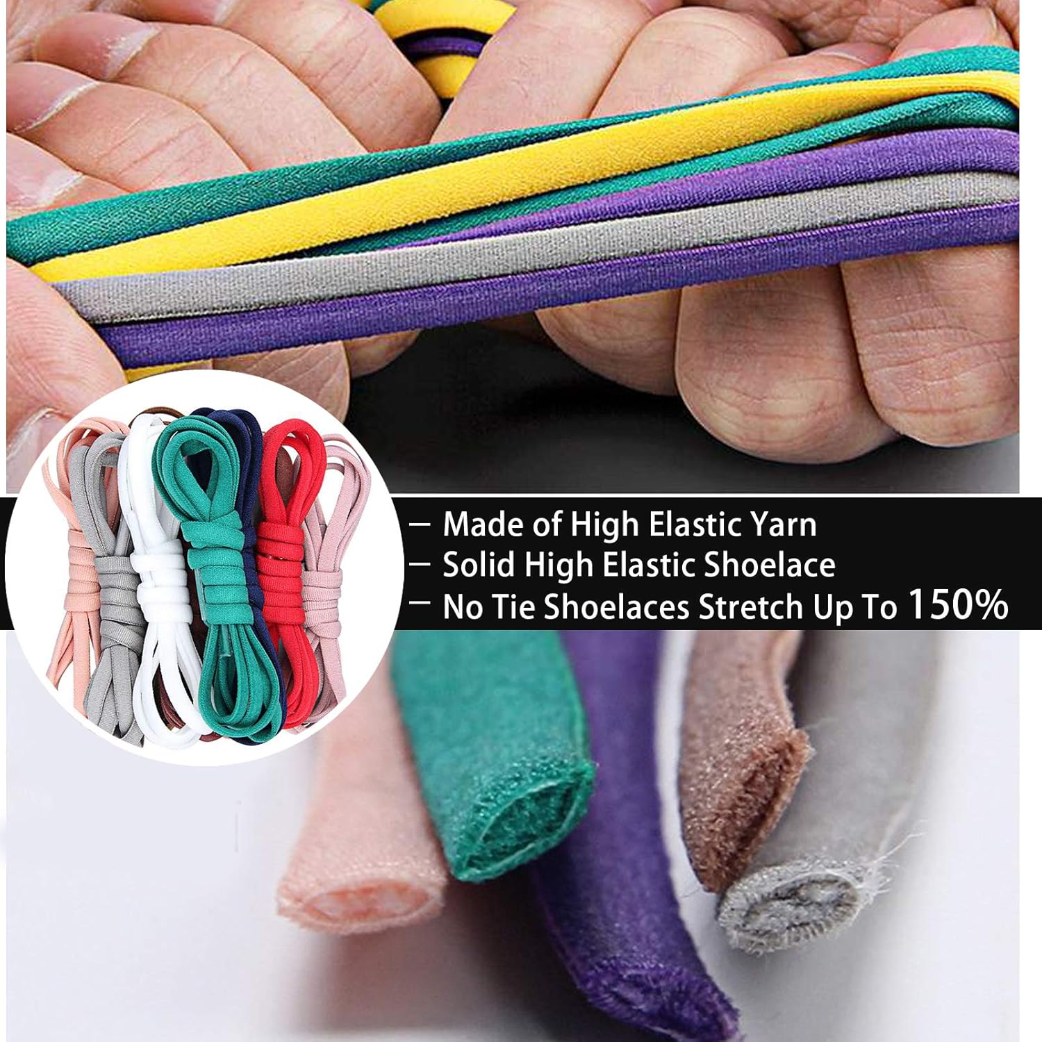 Elastic No Tie Shoe Laces For Adults,Kids,Elderly,System With Elastic Shoe Laces(2 Pairs): Shoes