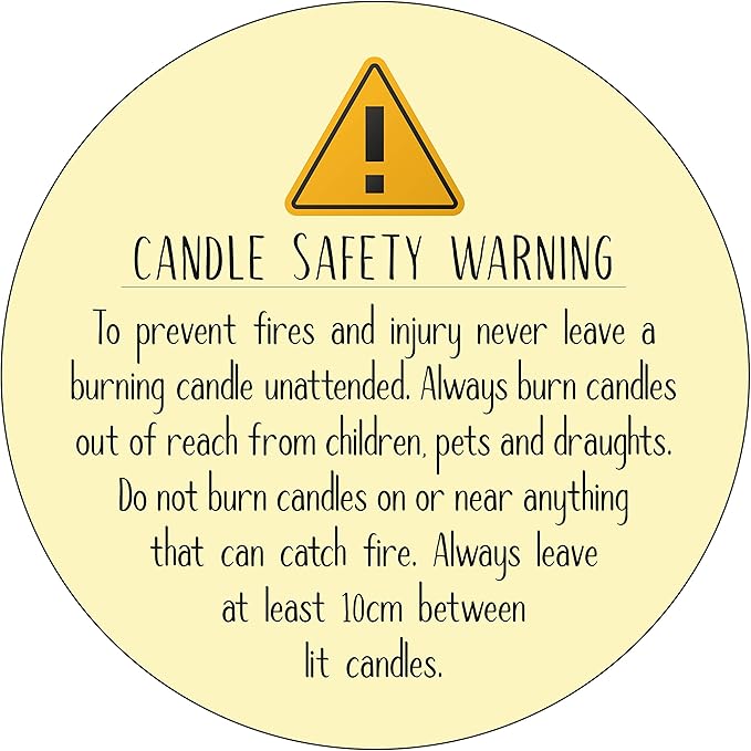 35mm Round Candle Safety Warning Stickers/Labels (Pack of 105, Yellow