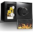 BONANO Safe, 0.5 Cubic Safe Box with Electronic Keypad and Fireproof Waterproof Bag, Small Safe Box for Money Cash Valuables, Dual Alarm System, Safes for Home Hotel Office