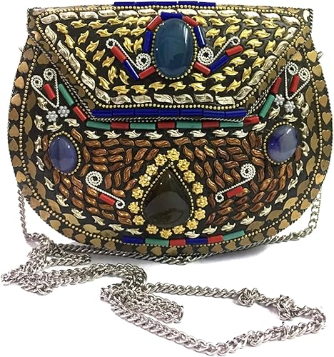 black sling bag with metal chain