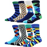 TOEJY Fun Crazy Funny Dress Socks for Men, Cute Novelty Cool Silly Funky Pattern Graphic Calf Cotton Crew Socks Gift