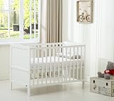 mcc direct Wooden Baby Cot Toddler Bed with Aloe Vera Mattress - White view 1