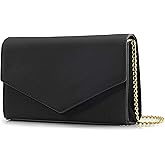 HOXIS Minimalist Evening Envelope Clutch Chain Shoulder Bag Women Faux Leather Suede Purse