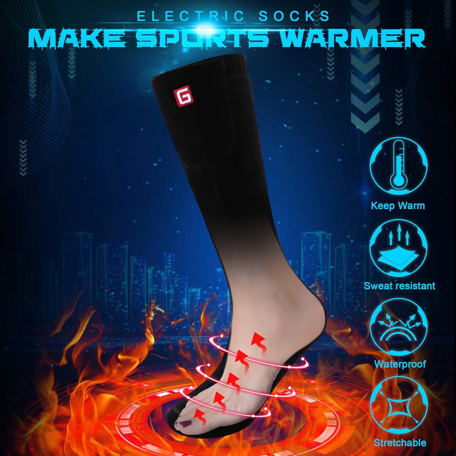 MMlove Heated Socks,Heated Socks Women Rechargeable Washable,Battery Thermal Socks, Electric Ski Socks Foot Warmers for Hiking Hunting Camping Fishing Socks: Clothing
