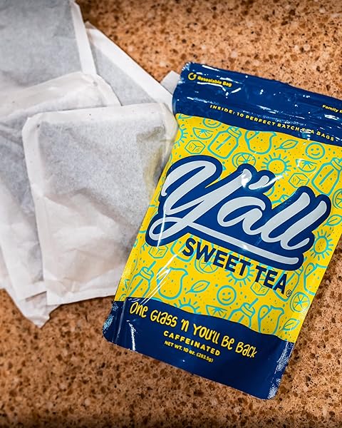 Y’ALL SWEET TEA – ICED TEA BAGS ONE GALLON SIZE IN 10 GALLONS PER PACK QUICK BREW AUTHENTIC SOUTHERN ICE TEA | AS SEEN ON SHARK TANK (CAFFEINATED)