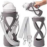 Silicone Boot with Handle for Owala Freesip Water Bottle 24 Oz, Water Bottle Carrier Grip Accessories for Running Bike, Gym Or Jogging