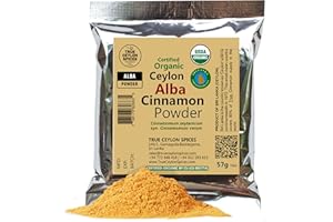 TRUE CEYLON SPICES Certified Organic Ceylon Alba Cinnamon Powder Directly from a Sri Lankan Grower, Packet - 57g (2.0 oz), Light Brown Sifted Fine Powder, Uppermost Grade of Ceylon Ground Cinnamon