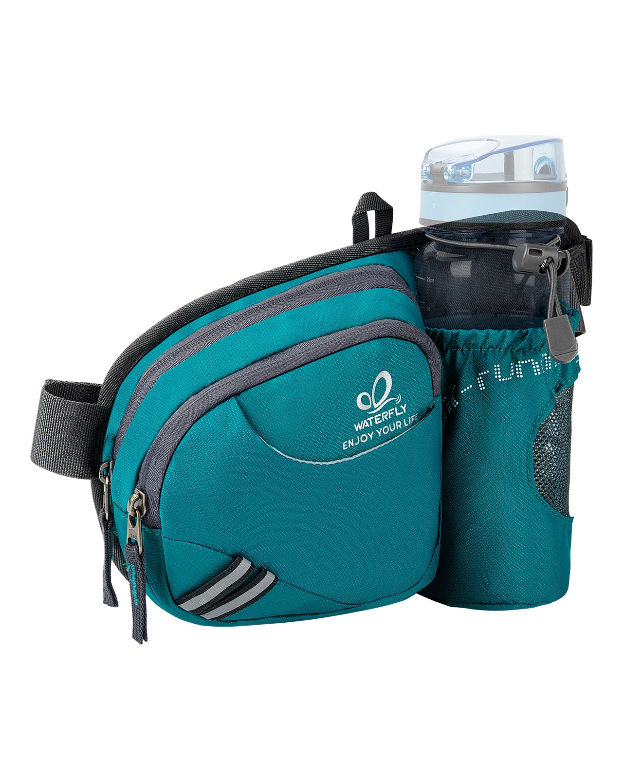 Waterfly Waist Fanny Pack, Waist Pack with Bottle Holder Water Repellent Bum Bag Dog Walking Waist Bag(Turquoise)