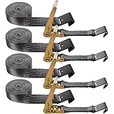DAJAVE 4 Pack Flat Hook Ratchet Straps-2 Inch Ratchet Straps Heavy Duty 20ft Tie Down Straps Ratchet-10000 LBS Break Strength -Cargo Ratchet Strap for Moving, Flatbed, Truck, Trailers, Black