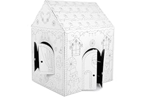 AmazingSpark Christmas DIY Cardboard Gingerbread House Kit Unfinished Coloring Gingerbread Playhouse Cardboard Fort for Kids Christmas Arts & Crafts Activity Indoor Outdoor, 32 x 26.5 x 40.5 Inch