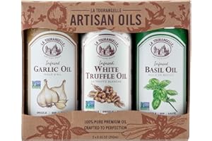 La Tourangelle, Infused Trio of Oils - Basil Oil, Garlic Oil, White Truffle Oil, 8.45 fl oz (Set of 3)