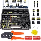 Seamaka 1008PCS 63 Sets Waterproof Automotive Wire Connectors Kit 1/2/3/4/5/6 Pin Automotive Replacement Electrical Accessories Plug Connectors Kit Male and Female Connector with Ratchet Crimping Tool