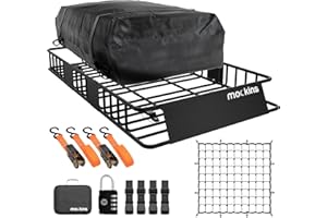 Mockins 64"x39"x6" Extendable Car Roof Rack Basket & 16 CuFt Waterproof Car Rooftop Cargo Carrier Bag | 250 Lbs. Cap Steel Ro