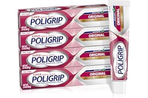 Super Poligrip Original Denture Adhesive Cream, Zinc Free Denture Cream for Dentures - 2.4 Ounces (Pack of 4)