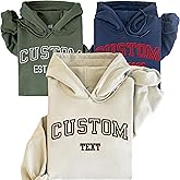 Printson Custom Embroidered Hoodie for Men & Women | Design Your Own Hoodie with Name, Text, Date on Front | Personalized Gift for Mother’s Day, Valentine, Christmas, Anniversary Multi