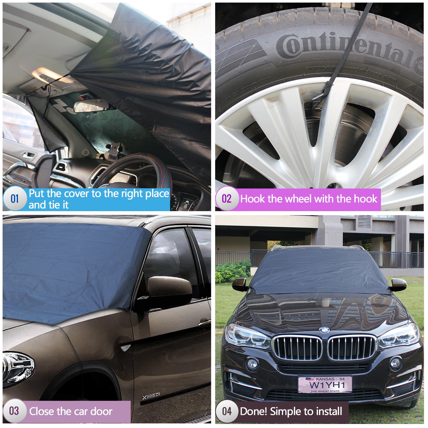 ポイント10倍 冬 防風 アイススクレーパー付き 車のフロントガラス用スノーカバー 霜ガード B076pht5yy Suv トラック用スノープロテクター 雪対策 Jurnal Ulb Ac Id