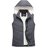 Pursky Women's Winter Vest Sherpa Fleece Lined Puffer Vest Warm Lightweight Sleeveless Jackets With Removable Hood