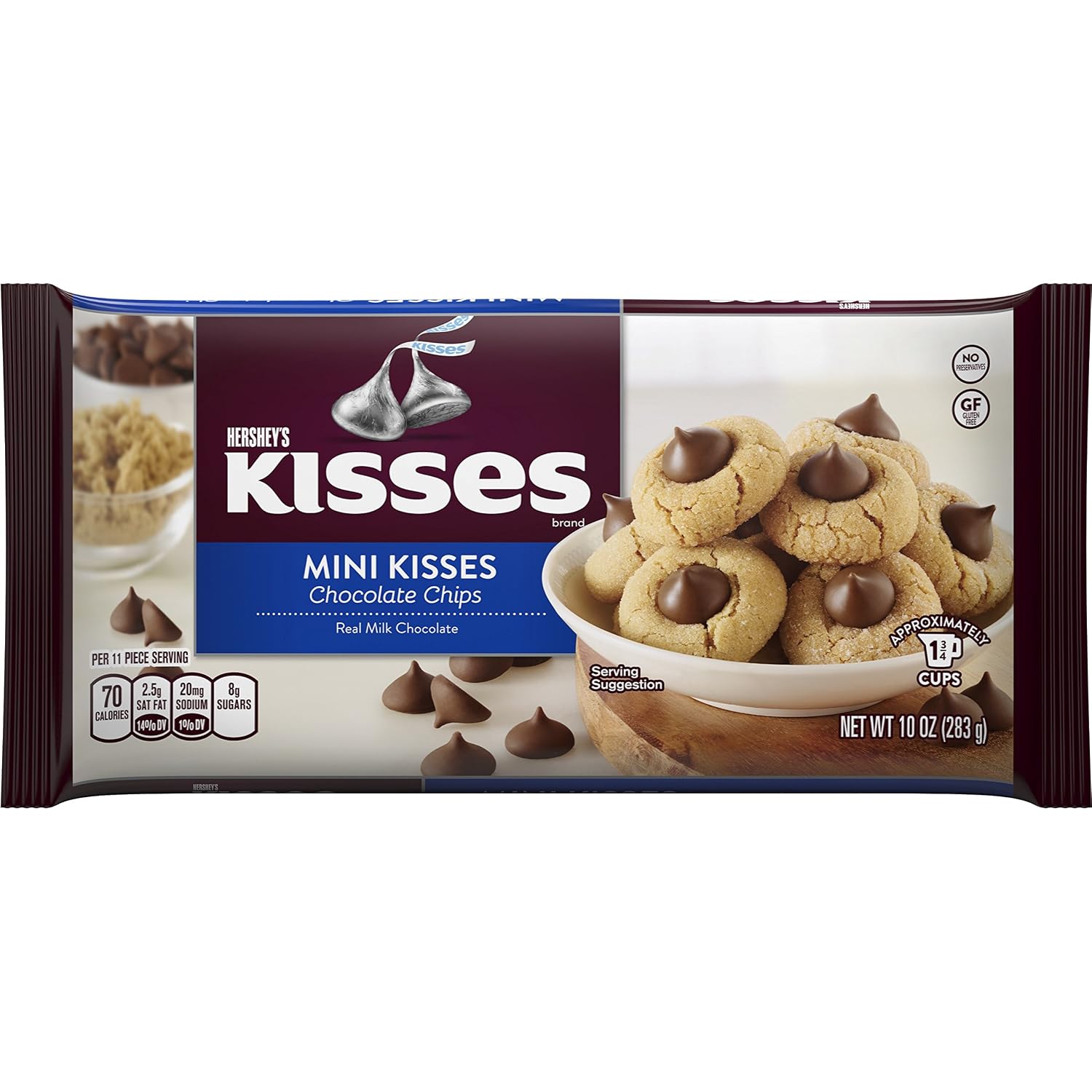 Amazon Com Kisses Mini Kisses Baking Chips Chocolate Chips Gluten Free 10 Ounce Bag Pack Of 12 Chocolate Chips Grocery Gourmet Food