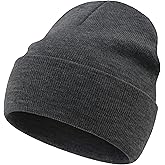 choshion 100% Cotton Beanie Lengthen Cuffed Beanies Knit Winter Hats for Men Women Soft Warm Ski Hat Unisex Knitted Skull Cap