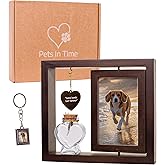 Pets in Time Heartfelt 360 Rotating Pet Memorial Frame - Keepsake for Cat or Dog with Engraved Charm & Photo Keychain - Perfect Shadow Box Gift for Rainbow Bridge Memorial.