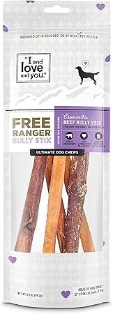 Amazon Com I And Love And You Free Ranger Natural Grain Free Bully Stix 100 Beef Pizzle 12 Inch Pack Of 5 Model C20020 Pet Supplies