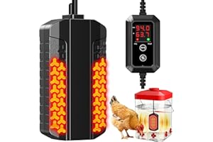 SOLARCLUCK Heated Chicken Waterer with Smart LCD Screen, Chicken Water Heater for Under 6 Gallons Waterer, Thermostatic Control & Prevent Water Freezing, Fast Heating Water for Chickens, Ducks, Geese in Winter