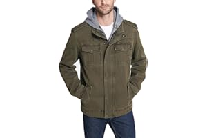 Levi's mens Washed Cotton Hooded Military JacketCotton Lightweight Jacket