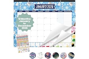 bloom daily planners 2026 Desk Calendar - January to December Large Wall Calendar - 21” x 16” Desktop & Hanging Monthly Planner with Stickers for Home or Office - Holiday Icons