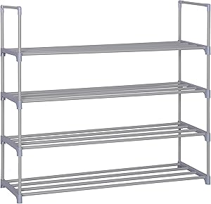 MULSH 4-Tier Shoe Rack Shoe Tower Shelf Cabinet Stackable Entryway 20 Pairs Shoe Storage Unit,Grey