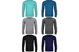 Cooraby 6 Pack Girls Boys Athletic Performance Long Sleeve Shirt Tops Kids Thermal Stretch Undershirt Moisture Wicking Top