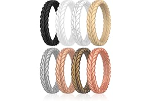 ThunderFit Silicone Wedding Rings for Women, Braided Pattern Engagement Bands 4.6mm Wide 2.2mm Thick - 1/8/9 Variety Multipac