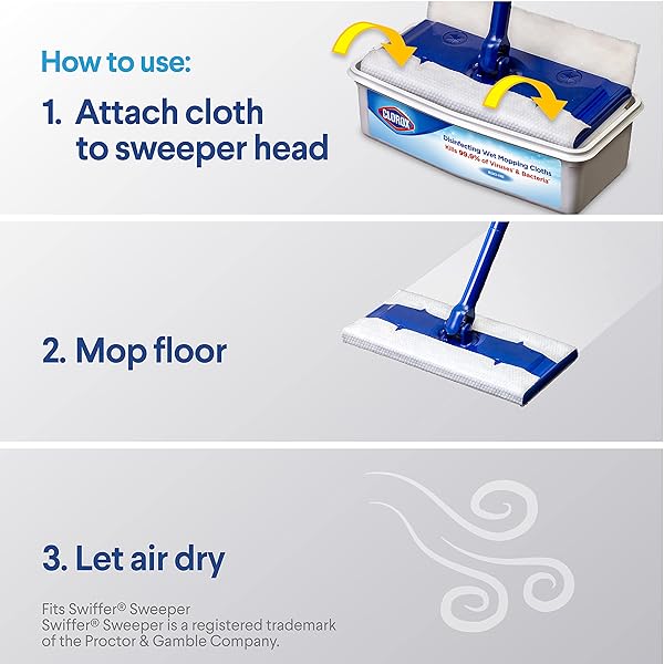 CLOROX DISINFECTING WET MOPPING CLOTHS, RAIN CLEAN, 24 WET REFILLS (PACKAGE MAY VARY)
