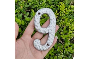 TRIPDOCK 4 Inch House Numbers for Outside, Cast Iron Metal Address Home Number, Unique Craftsman-style Look, Silver Number 9