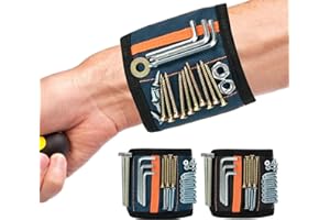 Azuneyeunt 2 Pack Magnetic Wristband for Tools – Lightweight Tool Belt & Portable Magnet Wristband for Holding Screws, Nails, Drilling Bits – Best Tool Gifts for Dad, Husband, Grandpa, & Handyman
