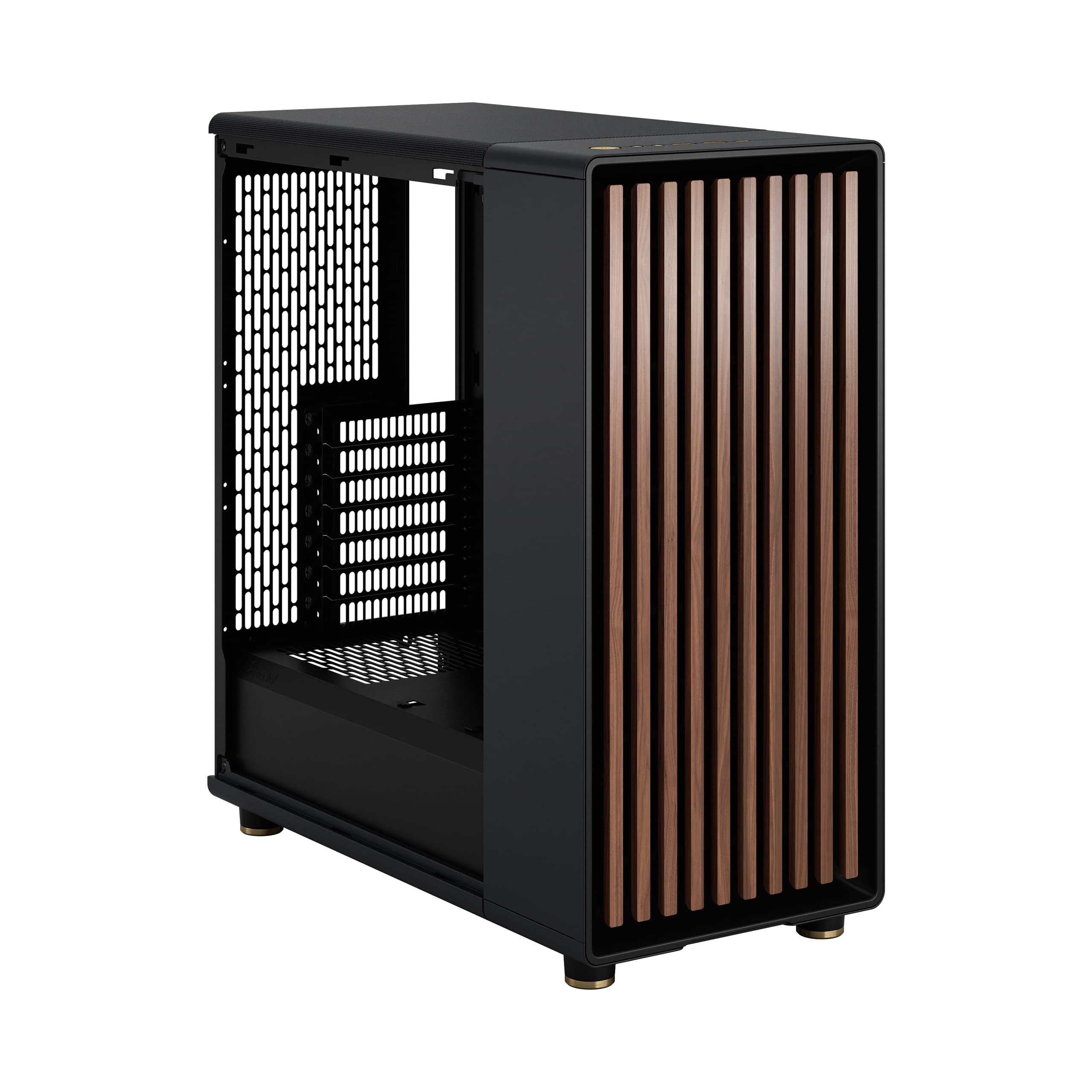 Fractal Design North - Genuine Walnut Wood Front - Mesh Side Panels - Two 140mm Aspect PWM Fans Included - Type C USB - ATX Airflow Mid Tower PC Gaming Case,Charcoal Black