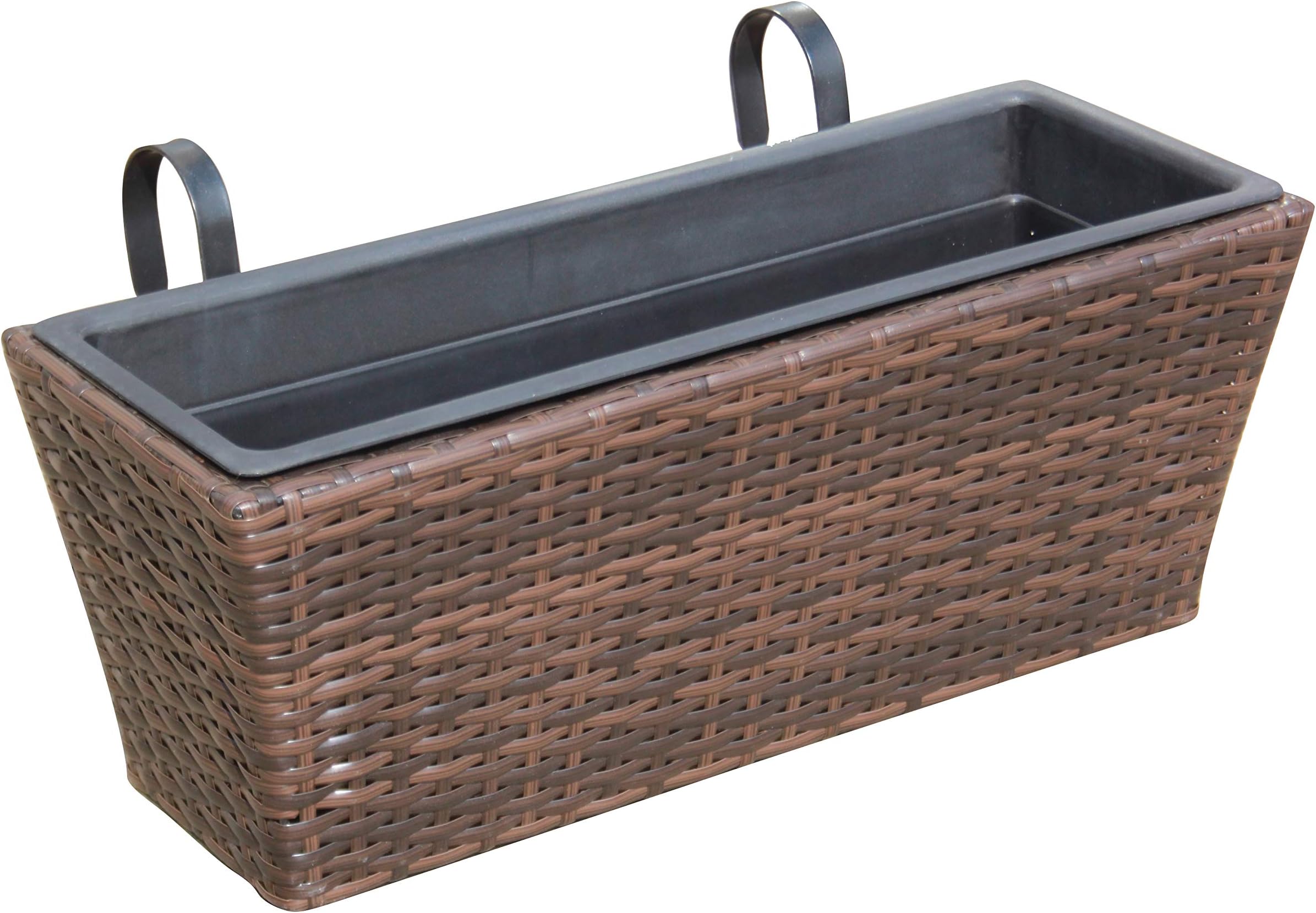 Rattan Hand Woven Window Basket Flower Pots Planters Garden Furniture in Brown