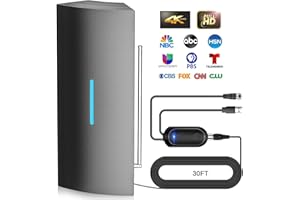 QBOY 900+ Miles Long Range TV Antenna Indoor, Antenna TV Digital HD Indoor Outdoor Digital Antenna for All TV Support 4K 1080P Portable HD Antenna with Amplifier Signal Booster - 30ft Coax Cable
