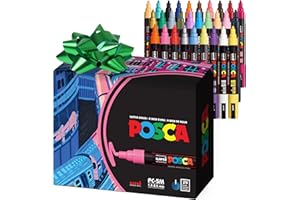 Uni Posca Paint Markers, 5M Medium Acrylic Markers with Reversible Tips, Artist Recommended For Gifts, Decorations, Fabric, Metal, Glass, Wood and Canvas, Assorted Colors, Set of 29