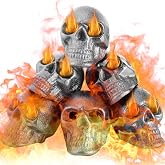 Poen 6 Pcs Fire Pits Skull Stones Imitated Human Skull Gas Log for Indoor or Outdoor Fireplaces, Fireproof Metal Fire Pits Halloween Decor for Charcoal Gas Propane Wood Fires