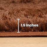 Aspire Homeware Round Rug 120x120cm Brown Anti Slip Shaggy Thick Pile view 6